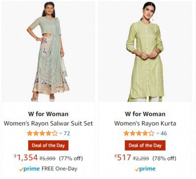 W for Woman Womens Salwar Suit Set up to 77% off