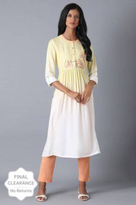W Women Embellished Viscose Rayon A-line Kurta  (Pink)