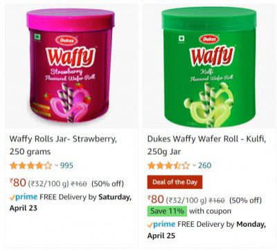 Waffy Rolls Jar Starting at ₹80 + 11% coupon