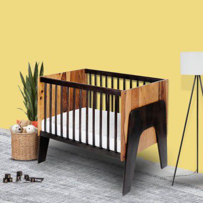 Wakefit 2-in-1 Bumblebee Sheesham Wood Crib Convertible