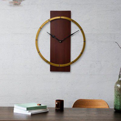 Wakefit Halox Iron Analog Round Wall Clock (33 X 35.5 X 10 cm, Brown Orange)