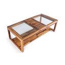Wakefit Jackson Coffee Table with One Shelf (Sheesham Wood Glass Top)...