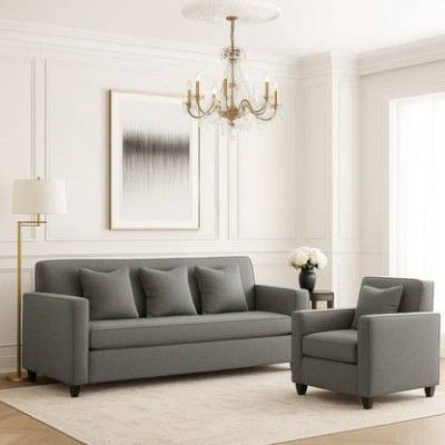 WAKESURE Premium Quality Jute Fabric 3 + 1 Sofa Set  (Dark Grey, DIY(Do-It-Yourself))