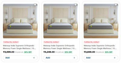 Jiomart : Wakeup India Supreme Orthopedic Mattress Starts At Rs 2999
