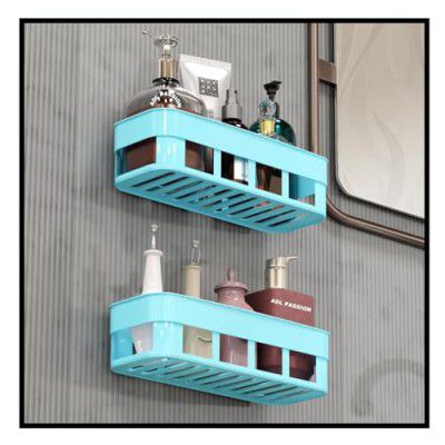 Wall Mounted Bathroom Shelf(Blue, Pack of 2)