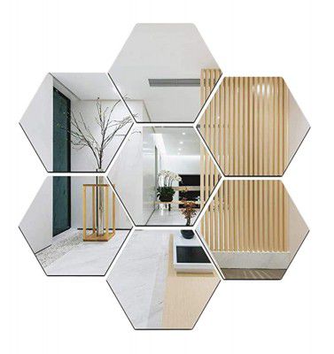 Wall1ders 7 Hexagon, Mirror Stickers For Wall Hexagon Mirror Wall Stickers