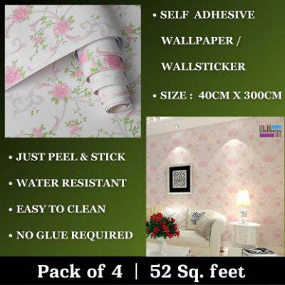 WallBerry Abstract Multicolor Wallpaper  (300 cm x 40 cm, Pack of 4)