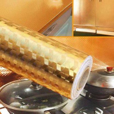 WallBerry Alluminium Foil Self Adhesive Roll For Kitchen Drawer (Gold) (60 x 200 CM)