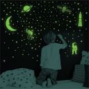WallDaddy Vinyl Fluorescent Night Glow in The Dark Star Space Wall Sticker (Pack of 134 Stars Big and Small, Green, 12)...