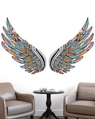 Wallmonks Colourful Angel Wings Wall Sticker