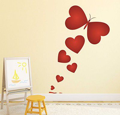 Wallstick Hearts with Butterfly wallstickers (Vinyl 100 cm x 70 cm)