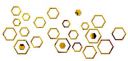 Walltech Hexgon Ring Golden 4 Set 3D Mirror Acrylic Wall Sticker...