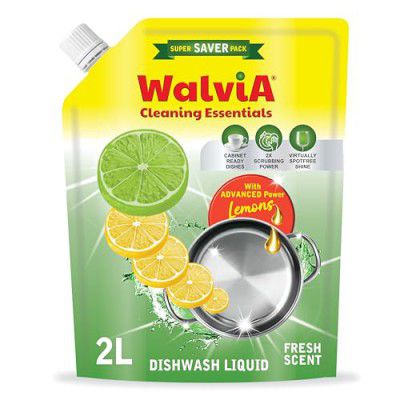 Walvia Dishwash Liquid Gel with Advance Power - 2L Refill Pack