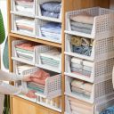 Wardrobe Organizer For Storage TEKCOOL Storage Organizer | Wardrobe Organizer For Clothes | Cupboard Organizer | Foldable Shirt Stacker Box | Cloth Box for Almirah | Closet Storage Basket | Pack of 1...