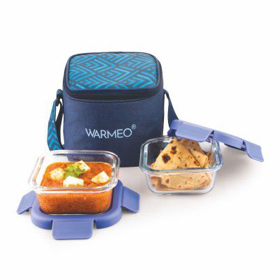 WARMEO BOROFRESH 2 pc Square Borosilicate Glass Container (325 ml Each)