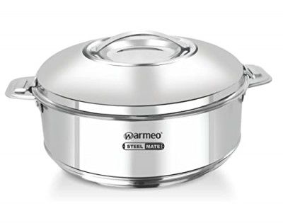 WARMEO Steam Insulated Stainless Steel Casseroles| Easy to Carry Hot Boxes for Kitchen | Hot Food, Easy to Store| Silver (3250 ml)
