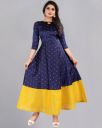 WARTHY ENT Micro Printed Gown Fit and Flare Dress...