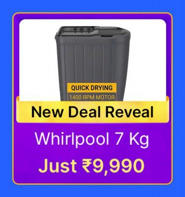 Whirlpool 7 kg Washing Machine @ ₹9990 in Flipkart Big Billion Days Sale