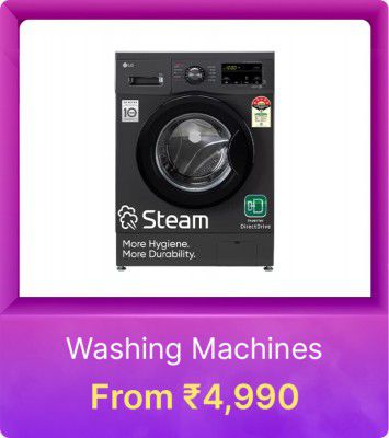  Washing Machines Starting from Rs. 4990 on Flipkart Big Billion Days Sale 