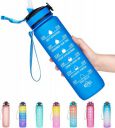 Water Bottle 1 L Capacity Belt Straw Transparent Motivational Water Bottles...