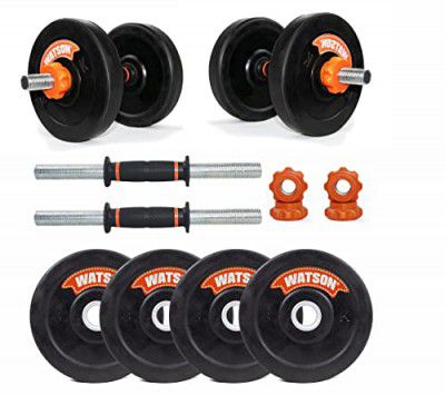WATSON Rubber Weight Plates with Metal Bush, 14" Cast Iron Dumbbells Rods 25mm with Metal Nuts, Gym Equipment Set Iron rods for Home Workout Iron Nuts, Home Gym kit (12.00)