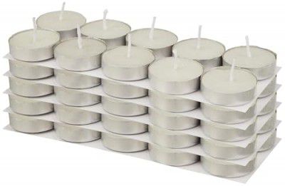 Wax Tealight Candles, 2-Hour Burn Time, Smokeless, No Residue (Set of 50, Unscented)