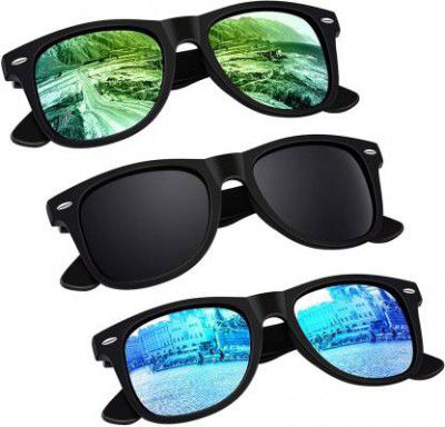 Wayfarer Sunglasses  (For Men & Women, Green, Blue, Black)