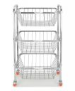 WayMore® Stainless Steel 3-Tier Rack Fruits & Vegetable Onion Trolley Container Basket Organizer Organiser Holder Stand for Kitchen with Wheel (3 Layer Trolley)...