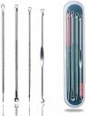 WAZDORF 4Pcs Blackhead Pimple SILVER Remover Tools for Face Professional Extractor Tweezers Kit for Remove Acne Pimple Comedone Extractor, Black Heads Removing on Face Removal...