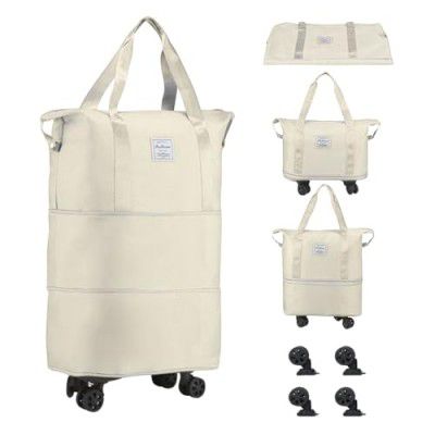 Wazdorf Travel Duffle Bag with Wheels- (White)