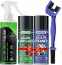 WAZZOX Combo Of Chain Lubricant + Chain Cleaner + Bike & Car Polish With Cleaning Brush Cleans...