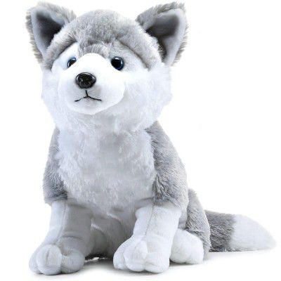 Webby Husky Dog Soft Toy 35CM Plush Stuffed Animal Teddy Puppy Toy for Kids Boys Girls Birthday Gift Grey