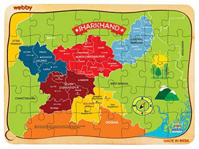 Webby Kid Jharkhand Map Wooden Jigsaw Puzzle, 40Pcs