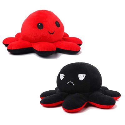 Webby Soft Animal Plush Standing Pup Toy 20CM Red & Black Reversible Octopus Toy