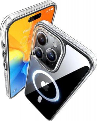 WebMedia- iPhone 15 Pro Mobile Cover, MagSafe Compatible, Built-in Strong Magnets, Yellowing & Scratch-Resistant Shockproof TPU+PU Base, 30 Days warrenty