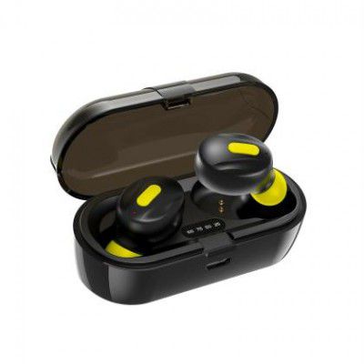 WeCool Black And Yellow IPX5 Moonwalk Mini Earbuds With Magnetic Charging Case Wireless Earphones