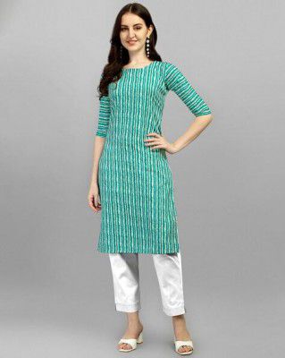 WEDANI Striped Round-Neck Straight Kurta