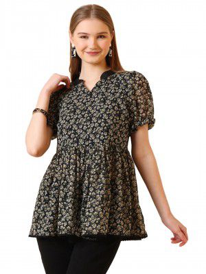 Wedani Women's Casual Georgette Printed Floral Top
