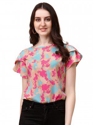 Wedani Womens Casual Short Sleeves Round Neck Foral Top