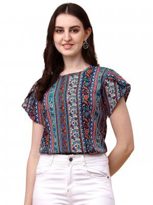 Wedani Womens Casual Short Sleeves Round Neck Foral Top