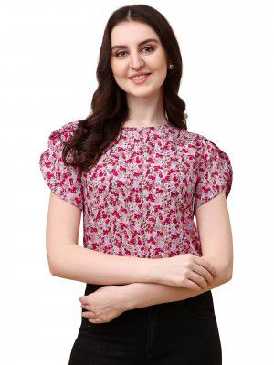 Wedani Womens Casual Short Sleeves Round Neck Foral Top