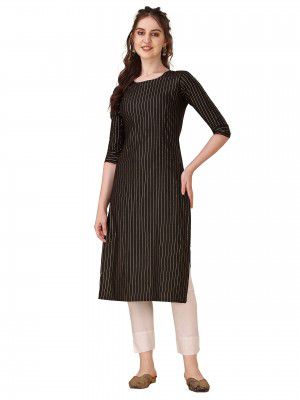 Wedani Women's Cotton Round Neck Casual wear Straight Kurta (KRT509)