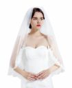 Wedding Bridal Veil with Comb 1 Tier Lace Applique Edge Fingertip Length 36" Ivory...