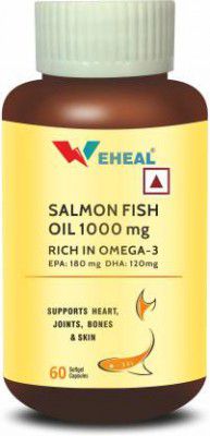 WEHEAL Salmon Fish Oil Omega 3 Capsule 1000mg with EPA 180mg and DHA 120mg  (60 No)