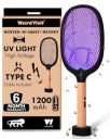 WEIRD WOLF 2 in 1 UV Light Mosquito Bat Racket Electric Fly Swatter with Base Stand, Lithium Battery, USB Type-C Charging, Warranty, Peach/Black...