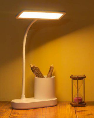 WEIRD WOLF 3 Colour Mode Light- White, Warm, Warm-White | Table, Study Lamp  (35 cm, White)