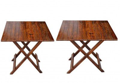 WELL KNOWN Teak Wood, Light Brown Wooden Folding Coffee Table (Brown 21 INCH) pic 2