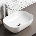 Well Set Premium Designer Ceramic Table Top White Plan Wash Basin (Size18*13 * 5inch)...