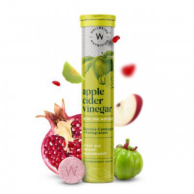 Wellbeing Nutrition Apple Cider Vinegar (ACV) 17 Effervescent Tablets for Weight Loss with Mother and Garcinia Cambogia, Pomegranate | Weight Management, Gut Health, Supports Digestion (Pack of 1)