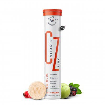Wellbeing Nutrition Vitamin C + Zinc | 1000mg (Pack of 16 Effervescent Tablets)